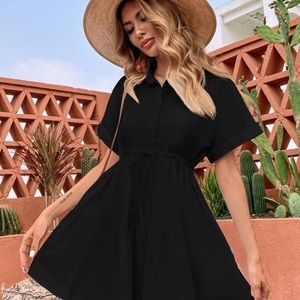 Shein black draw string dress